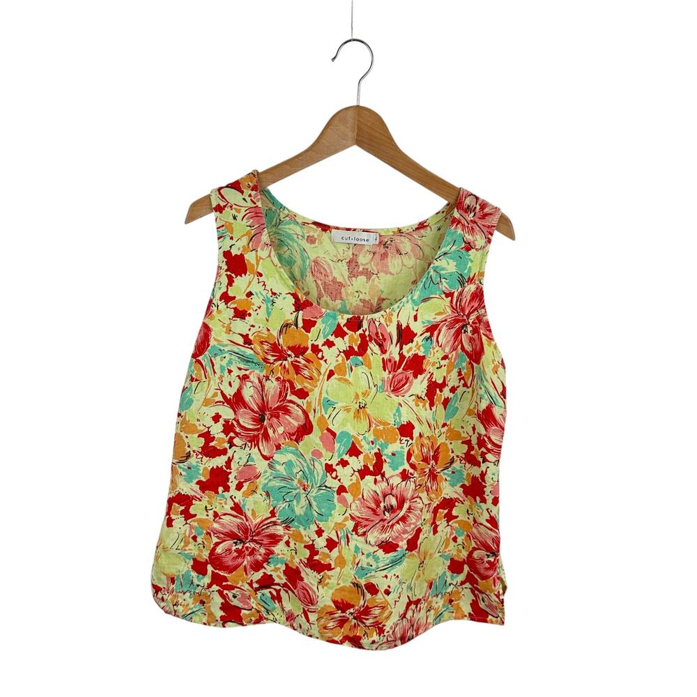 Cut Loose Floral Linen Sleeveless Top
